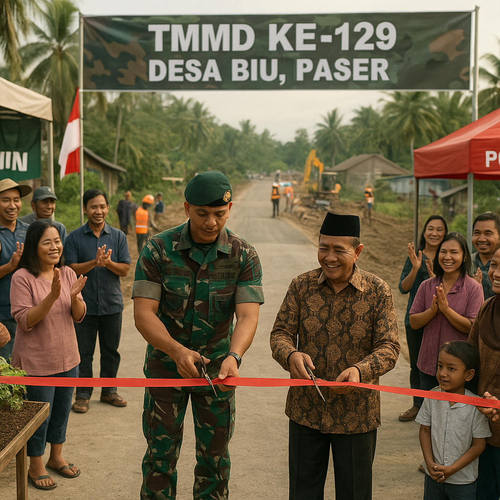 Fokus Bangun Infrastruktur, TMMD Ke-129 Diresmikan di Desa Biu, Paser