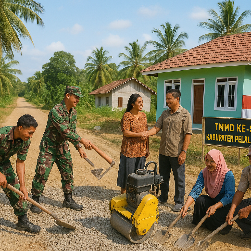 TMMD di Pelalawan: Jalan Menuju Desa Makin Lancar, Rumah Warga Makin Layak