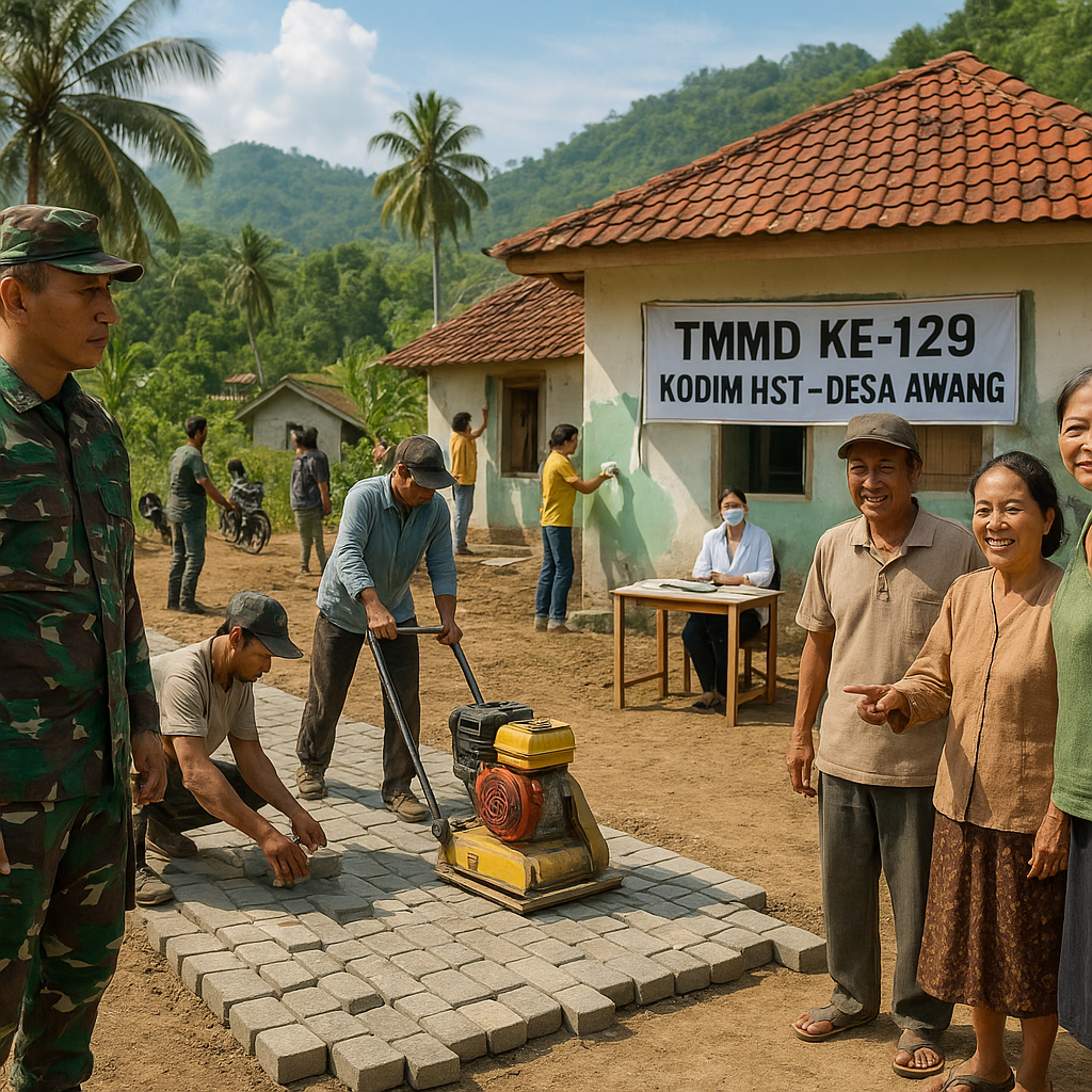 Kodim HST Bangun Jalan dan Perbaiki Rumah Warga di Desa Awang