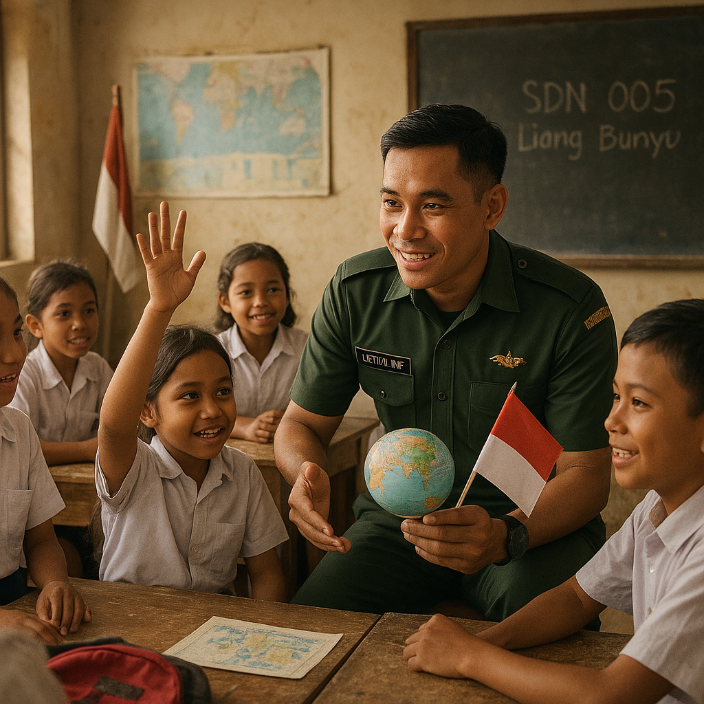 Prajurit TNI Jadi Guru Sehari, Berbagi Wawasan Kebangsaan di SD Pelosok Nunukan