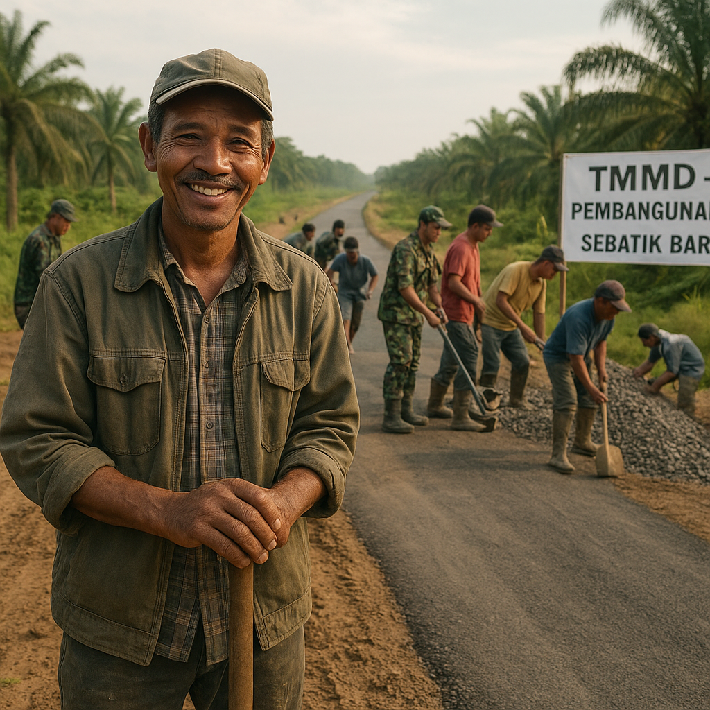 Kisah Pak Budi, Petani Sawit yang Senyumnya Kembali Setelah Jalan Dibangun TNI