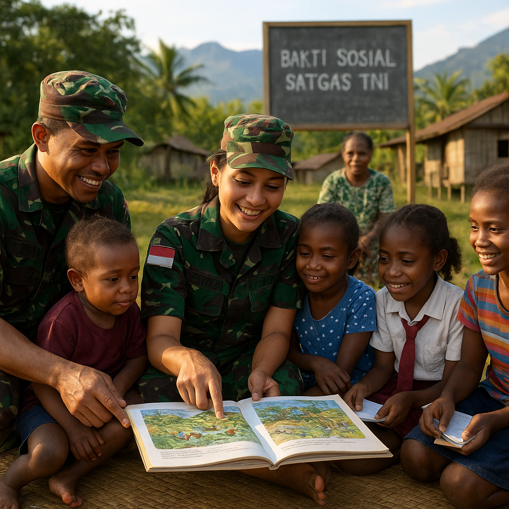 Satgas TNI Di Perbatasan Papua Tak Hanya Jaga Negara, Tapi Jadi Guru dan Sahabat Anak-Anak