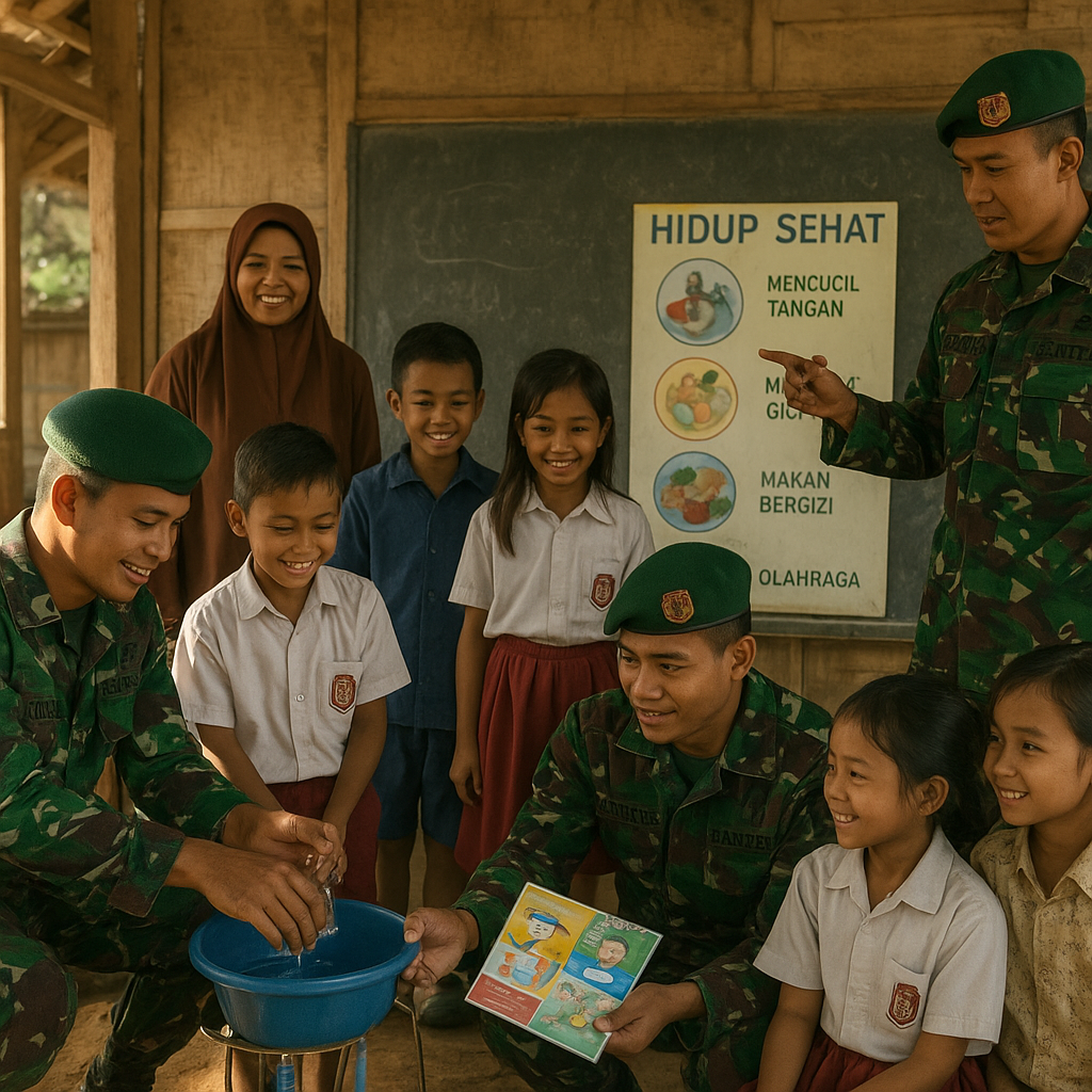 Satgas Pamtas Yonif 756/WMS Berikan Penyuluhan Kesehatan Kepada Siswa di Perbatasan