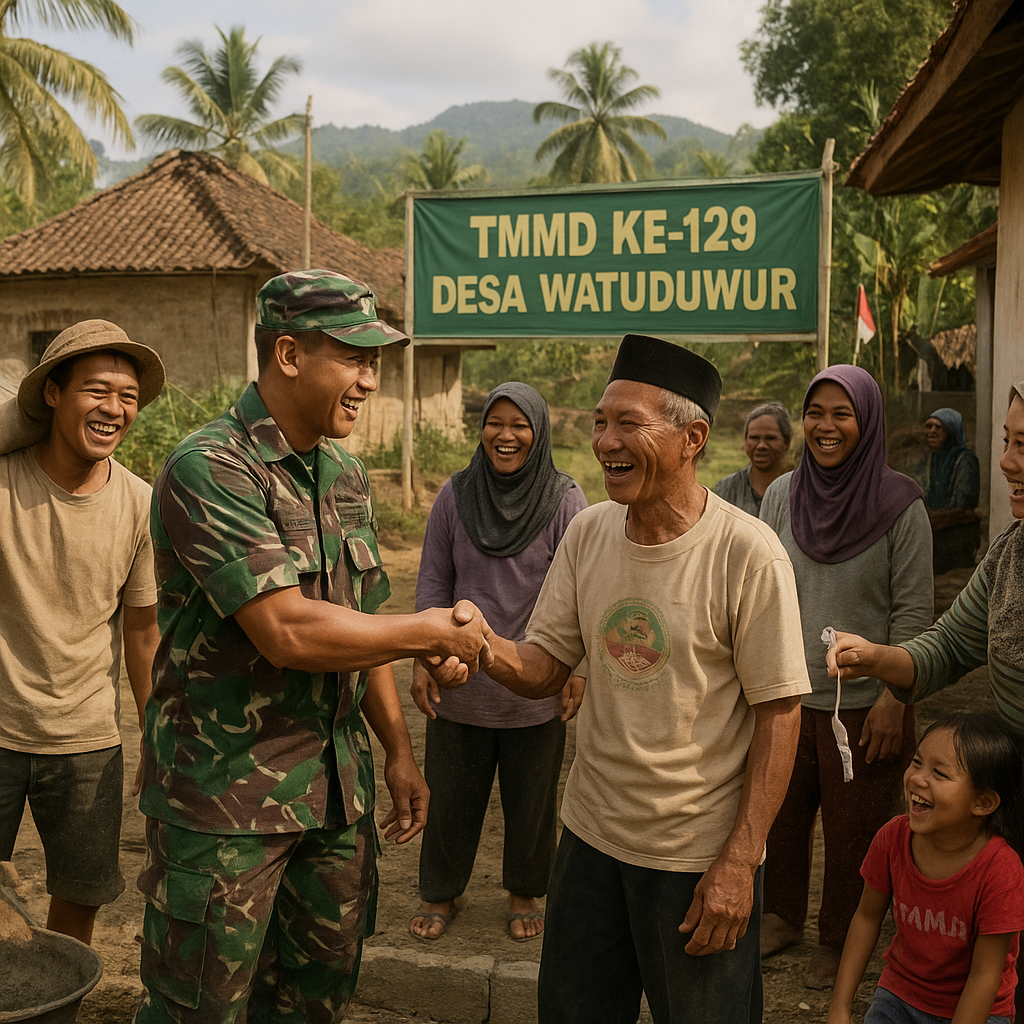 Tawa Mengiringi Gotong Royong TMMD di Desa Watuduwur