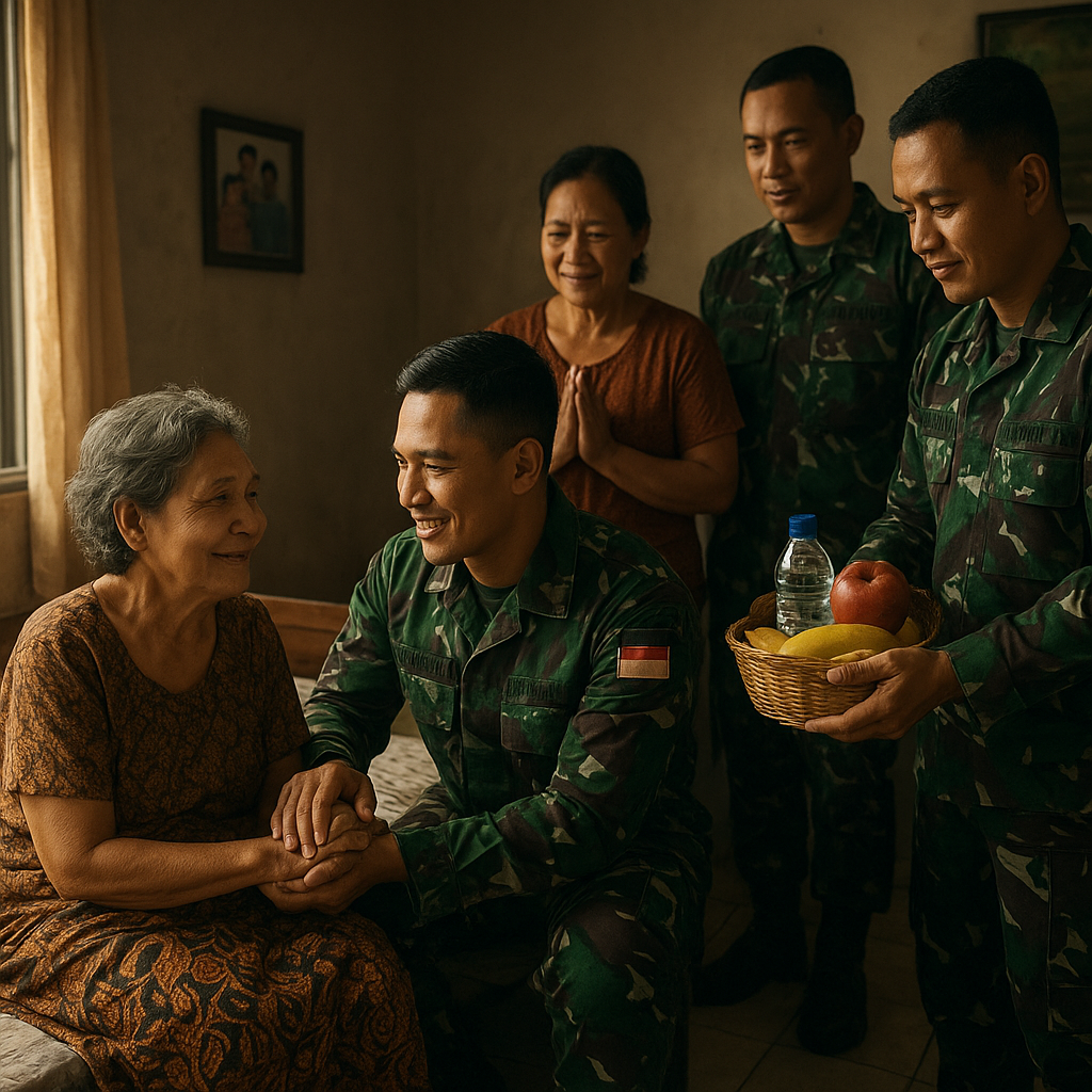 Sentuhan Hati di Sela Pembangunan, Satgas TMMD Jenguk Warga Sakit