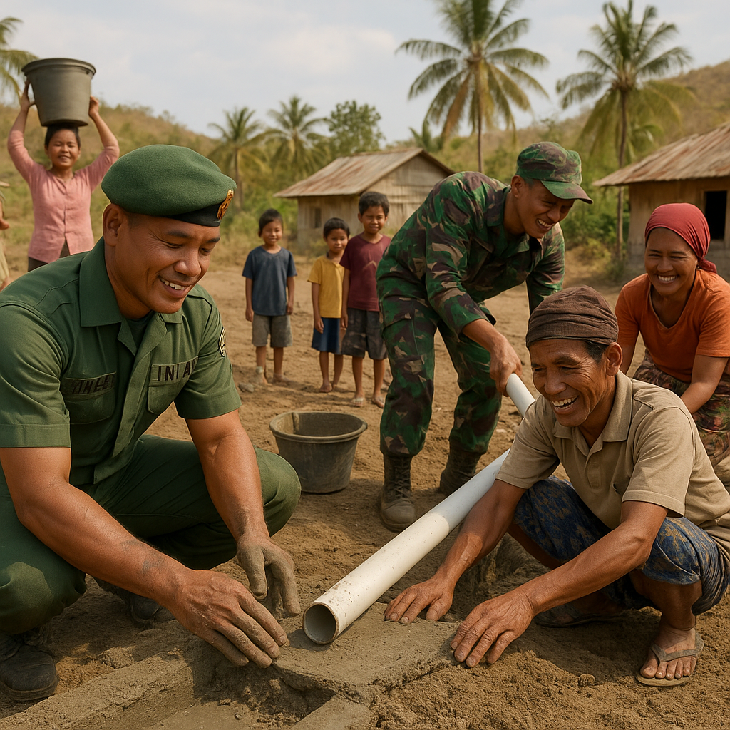 TNI AD Bantu Bangun MCK dan Saluran Air Bersih di Desa Terpencil Lombok Timur