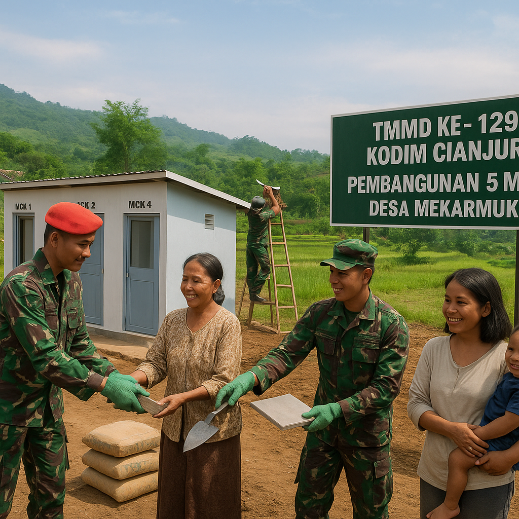 TNI AD Bangun Lima MCK untuk Sehatkan Warga di Desa Mekarmuki, Cianjur