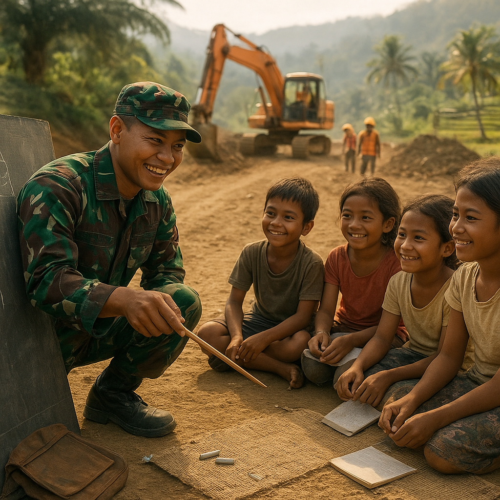 Prajurit TNI Jadi Guru Dadakan, Mengajar Anak-Anak Pelosok Sambil Bangun Jalan