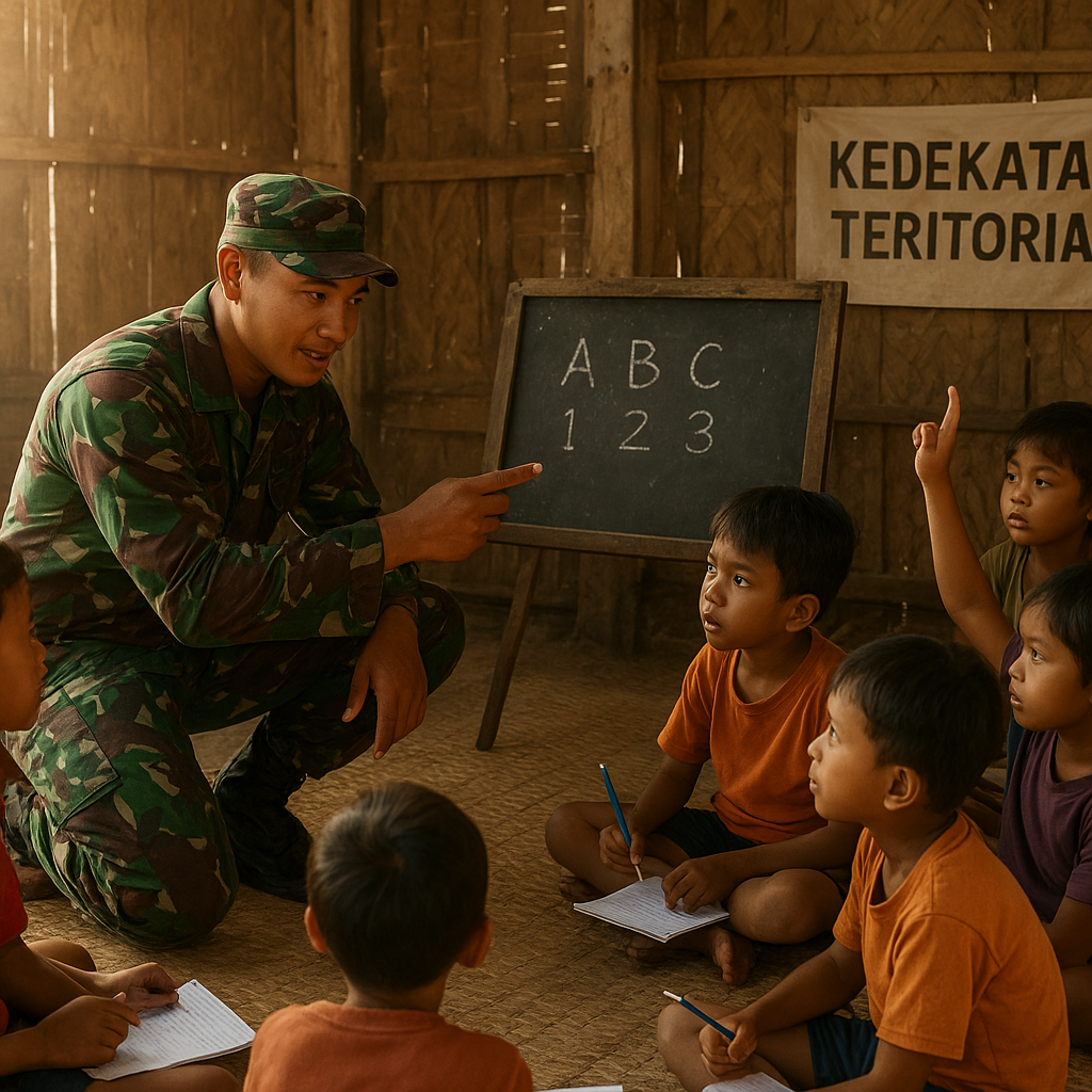 Prajurit TNI Jadi Guru Dadakan, Bantu Anak-Anak Belajar di Daerah 3T