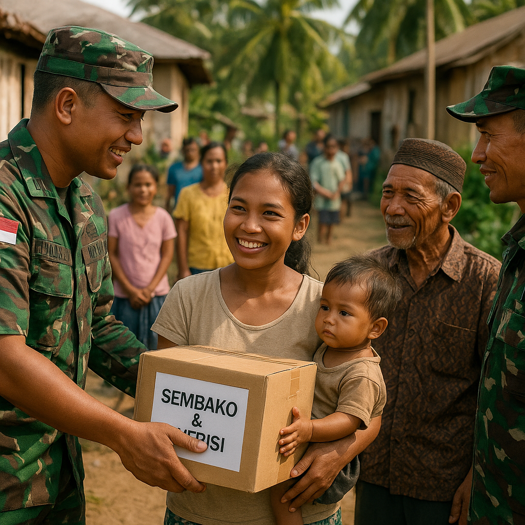 Satgas TMMD Sorong Selatan Bagikan 100 Paket Sembako dan Nutrisi, Upaya Nyata Cegah Stunting
