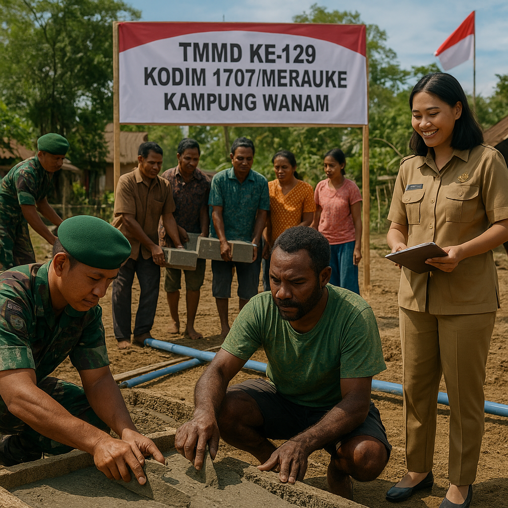 TMMD ke-129 Resmi Dibuka, TNI dan Pemda Bangun Kampung Wanam di Merauke dari Fondasi