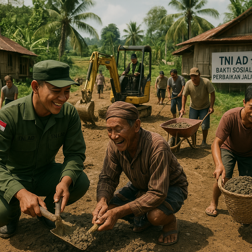 TNI AD Bantu Perbaiki Jalan Rusak di Dusun Terpencil, Warga: Akhirnya Bisa Keluar dengan Mudah