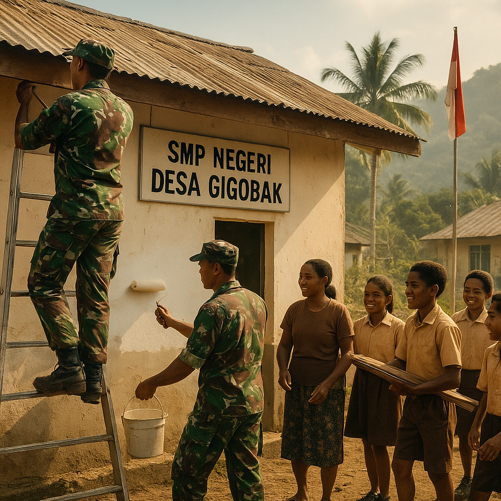 Prajurit Pamtas Perbaiki Sekolah, Siapkan Masa Depan Anak Papua