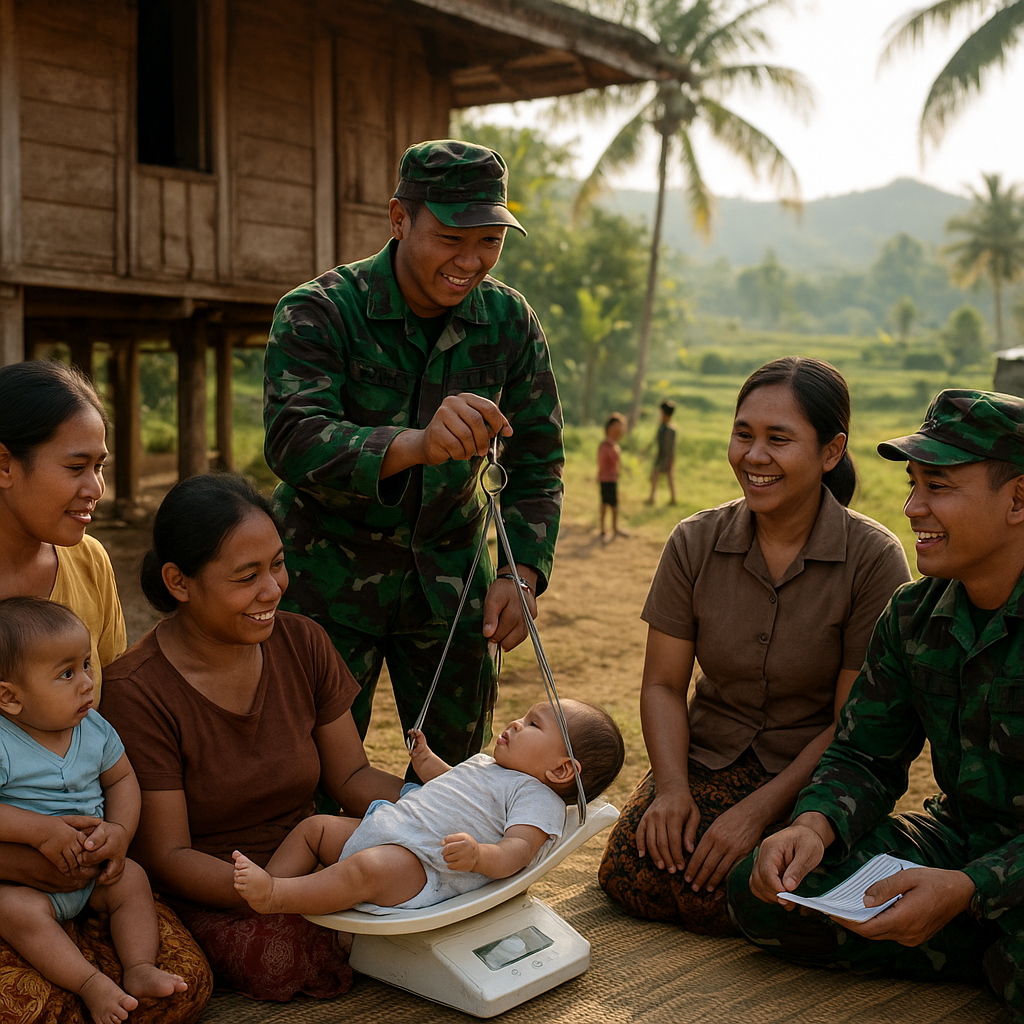Kegiatan Posyandu Keliling oleh Prajurit TNI Dapat Apresiasi Ibu-ibu di Desa Terpencil
