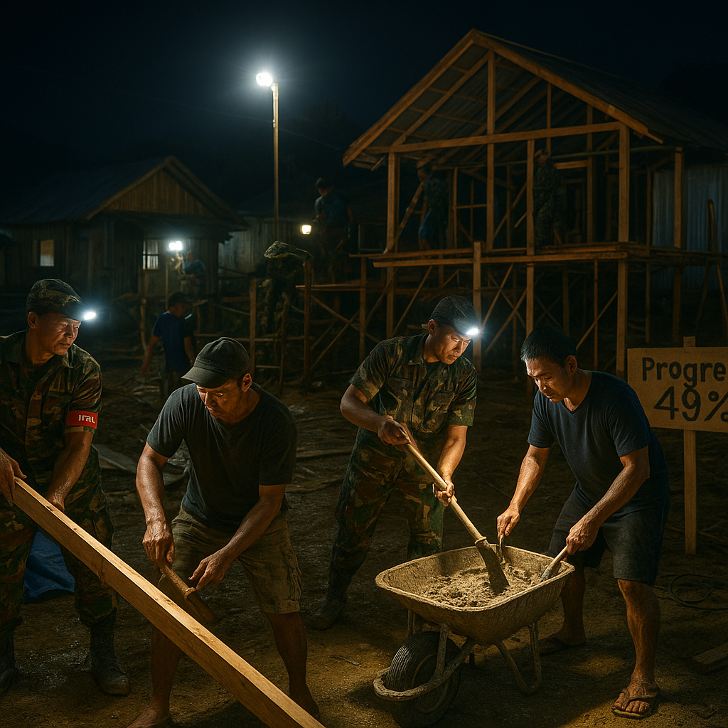 Lembur Hingga Malam, Satgas TMMD Kebut Pembangunan Rumah Semi Permanen Capai 49 Persen