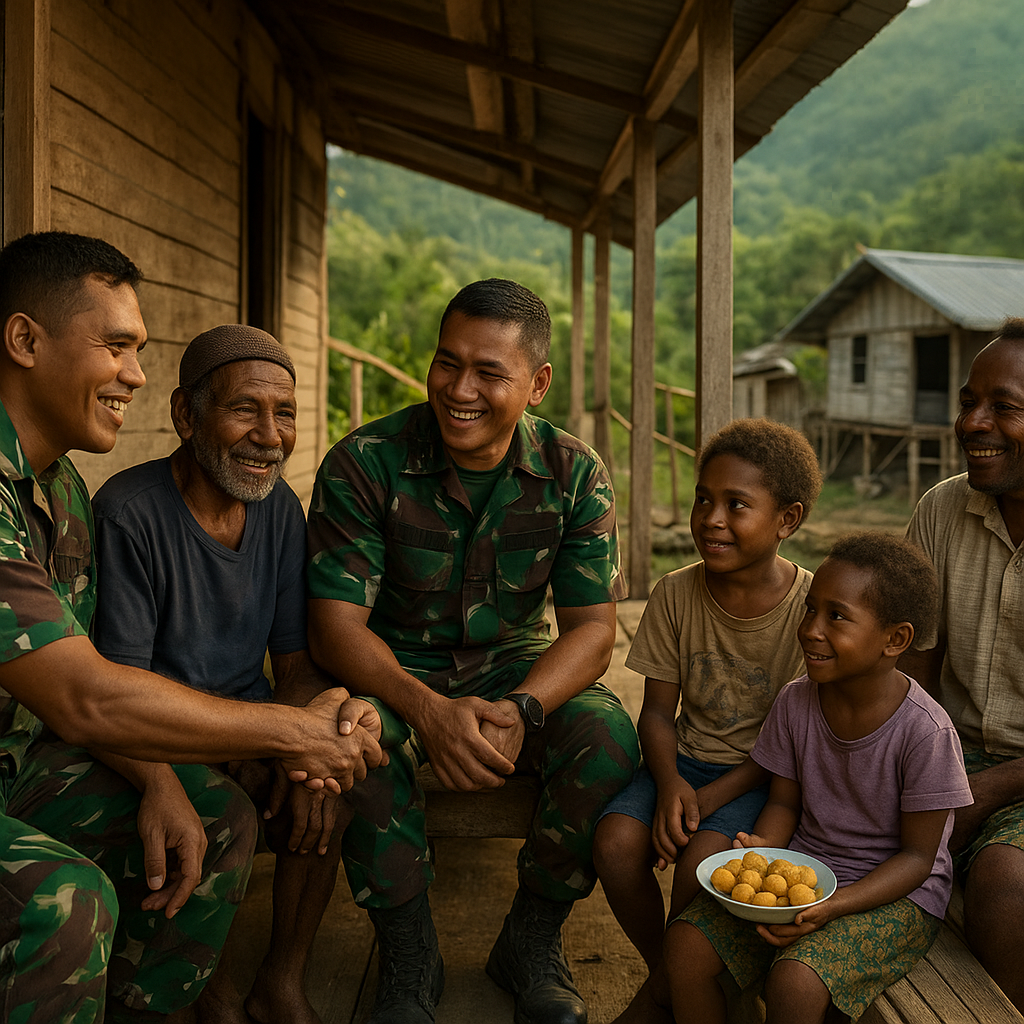 Di Balik Pembangunan TMMD, Terjalin Keakraban TNI dan Warga Kampung Wanam