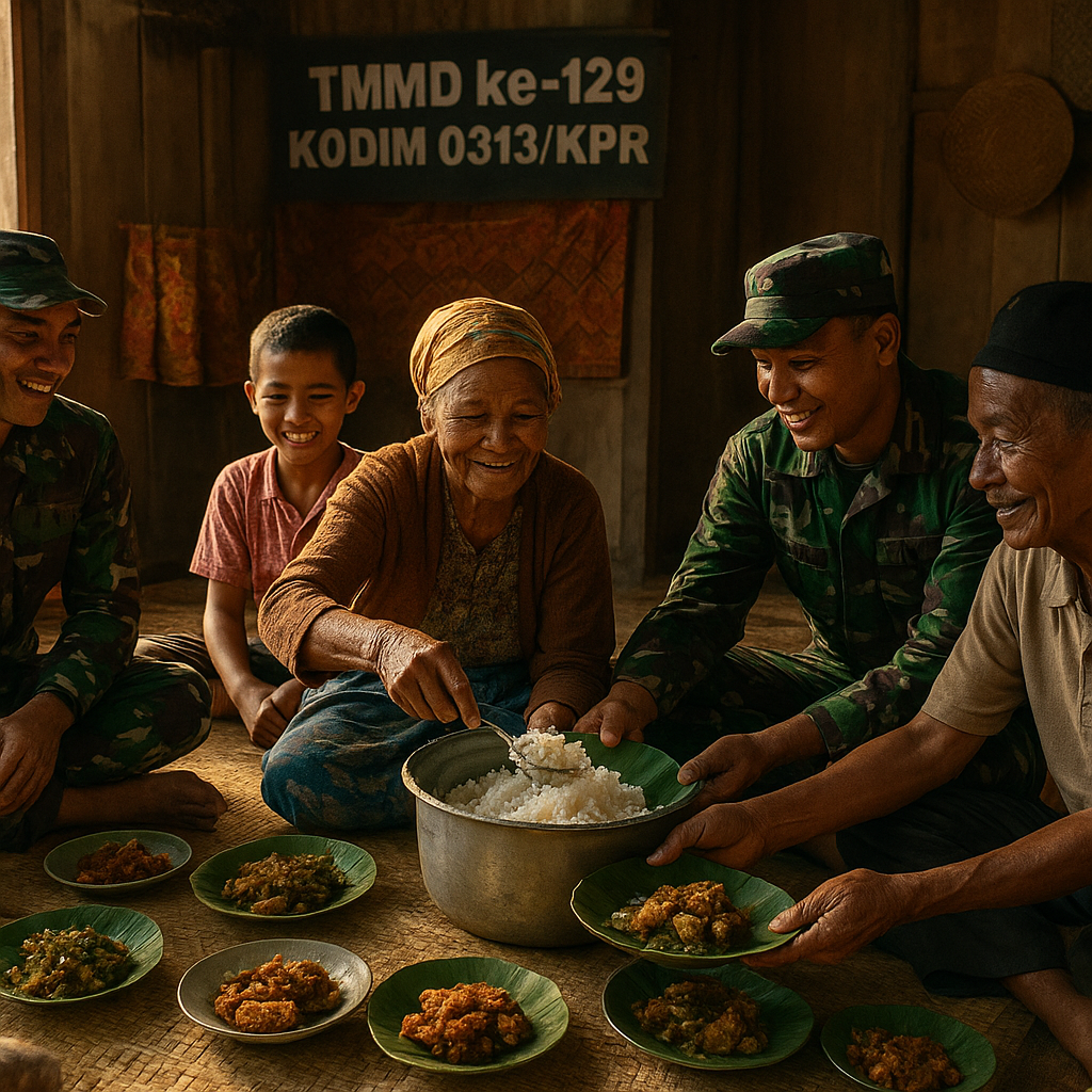 Hangatnya Kebersamaan: Makan Bersama di Rumah Orang Tua Asuh TMMD