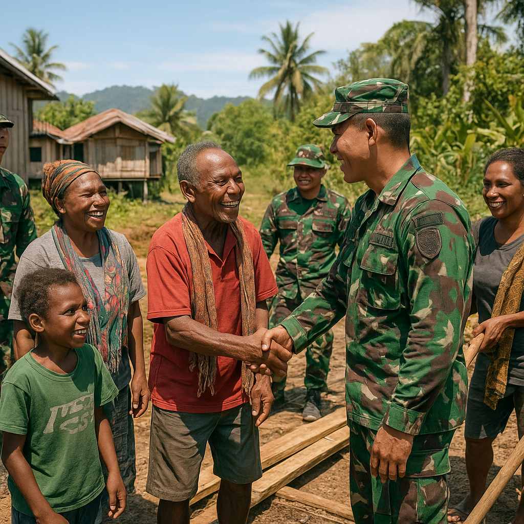 Di Balik Pembangunan TMMD, Terjalin Keakraban TNI dan Warga Kampung Wanam