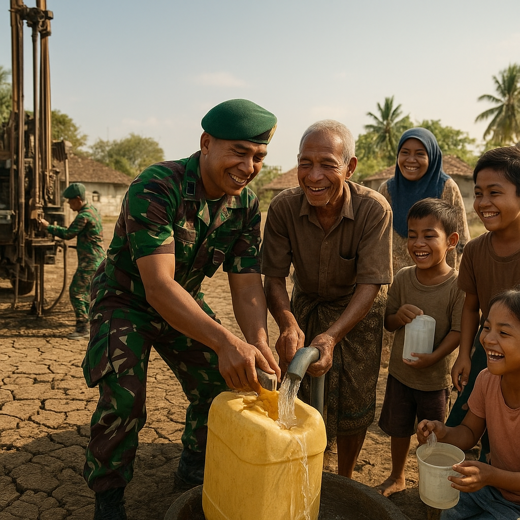Sumur Bor TNI Hadirkan Senyum Warga Desa yang Kekeringan