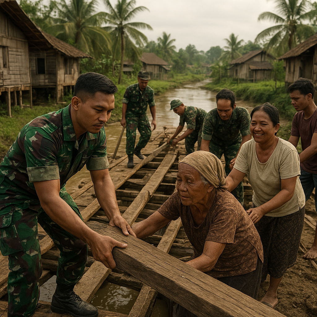Kisah Prajurit TNI Bantu Perbaiki Jembatan Rusak Penghubung Dua Kampung