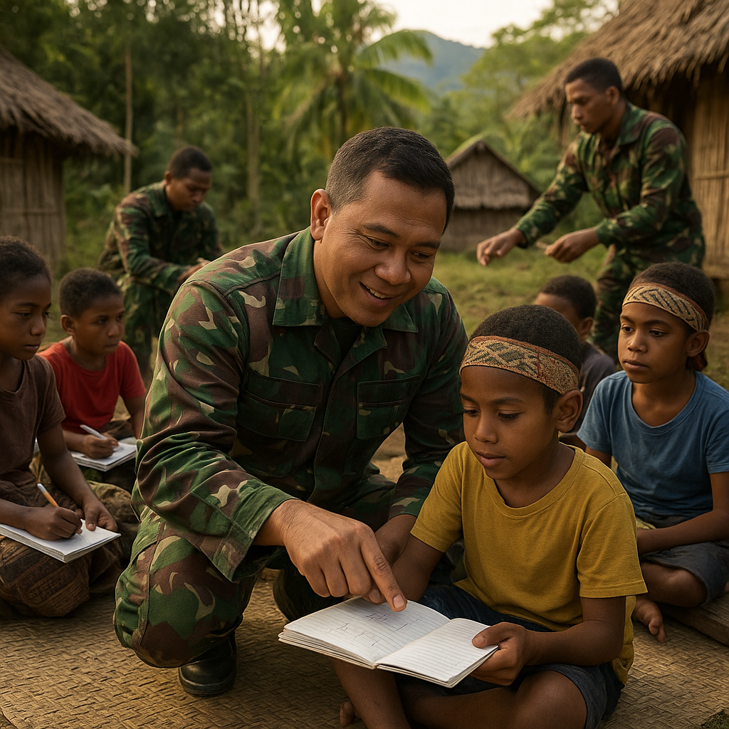 Dandim Jadi Guru Dadakan, Mengajar Anak-anak Papua Baca Tulis di Sela Tugas