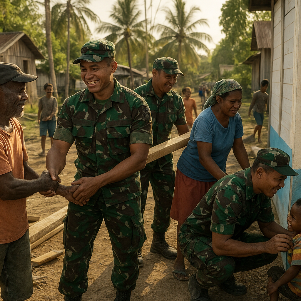 Di Balik Pembangunan TMMD, Terjalin Keakraban TNI dan Warga Kampung Wanam