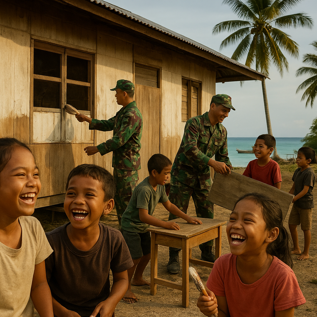 Bhakti TNI di Ujung Timur Indonesia: Perbaikan Sekolah dan Cerita Tawa Anak-anak di Kepulauan Aru