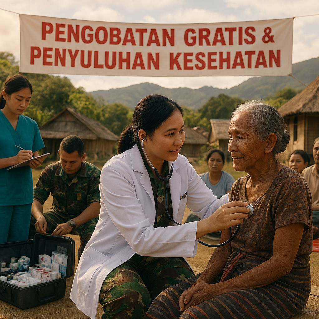 Dokter TNI AD Gelar Pengobatan Gratis dan Penyuluhan Kesehatan di Desa Terpencil Flores