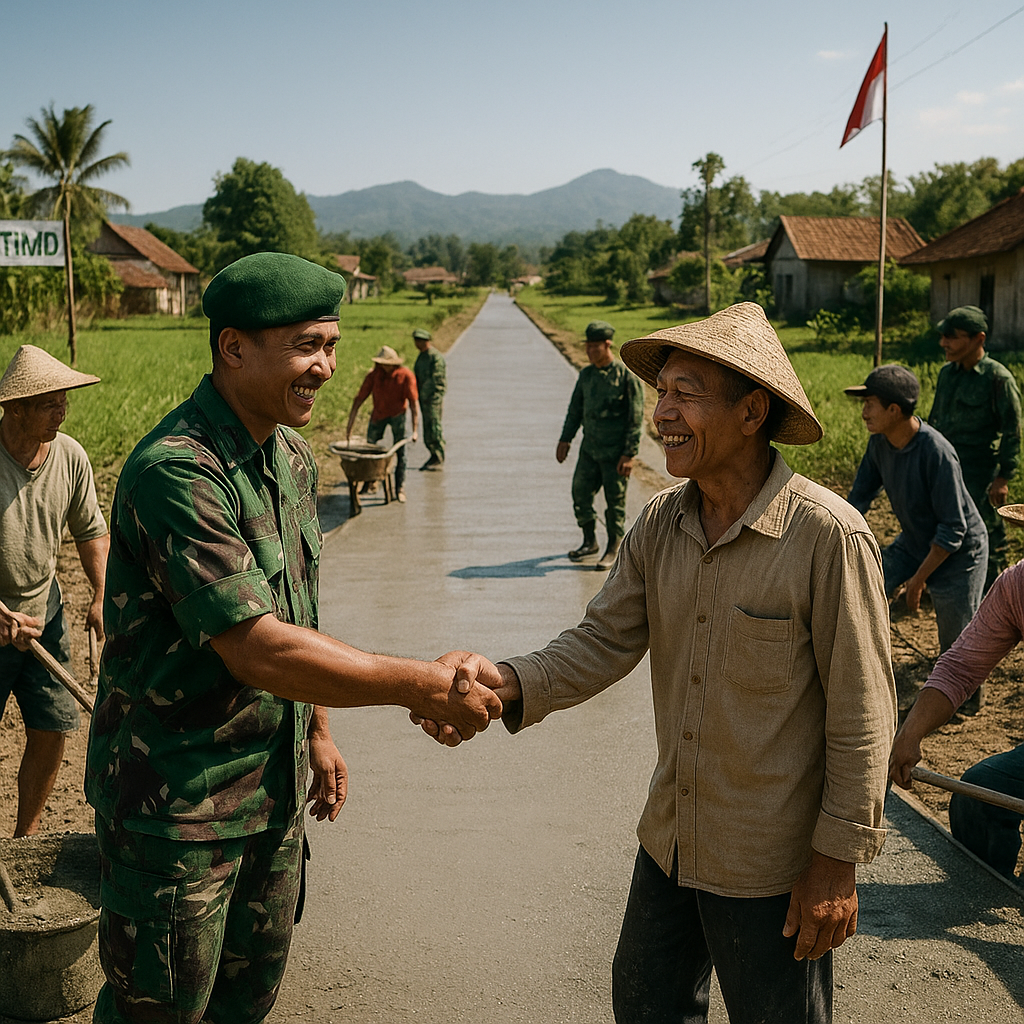 TNI dan Warga Purworejo Kompak Gotong Royong, 1,3 Km Jalan Desa Kini Mulus