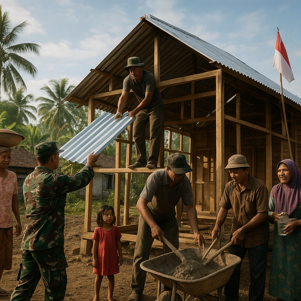 Karya Bakti TNI Bangun Rumah Layak Huni untuk Warga Buru Selatan