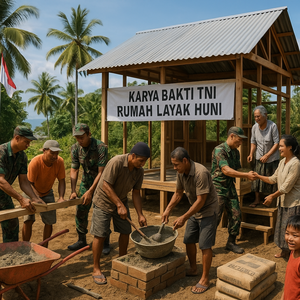 Karya Bakti TNI Bangun Rumah Layak Huni untuk Warga Buru Selatan