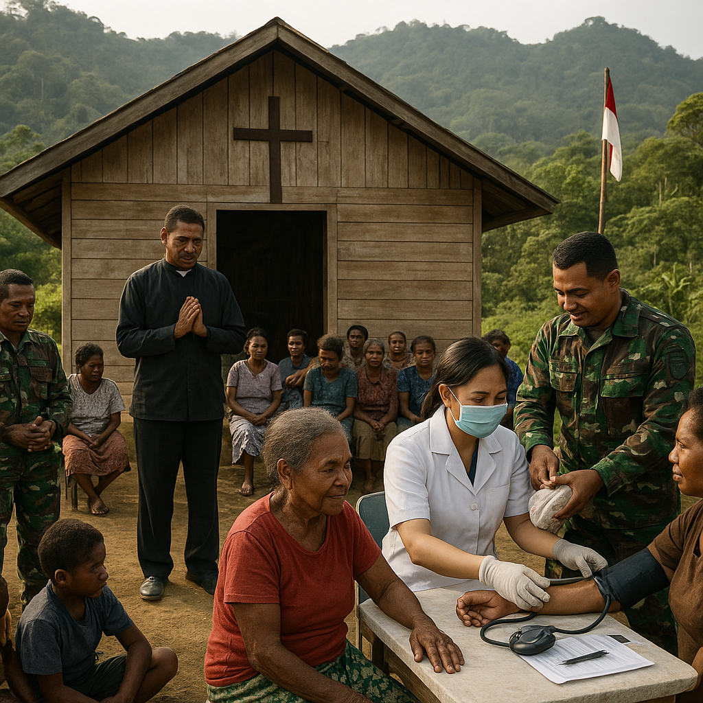 Minggu Penuh Kasih di Sugapa, Satgas Yonif 713/ST Beribadah dan Bantu Warga Intan Jaya