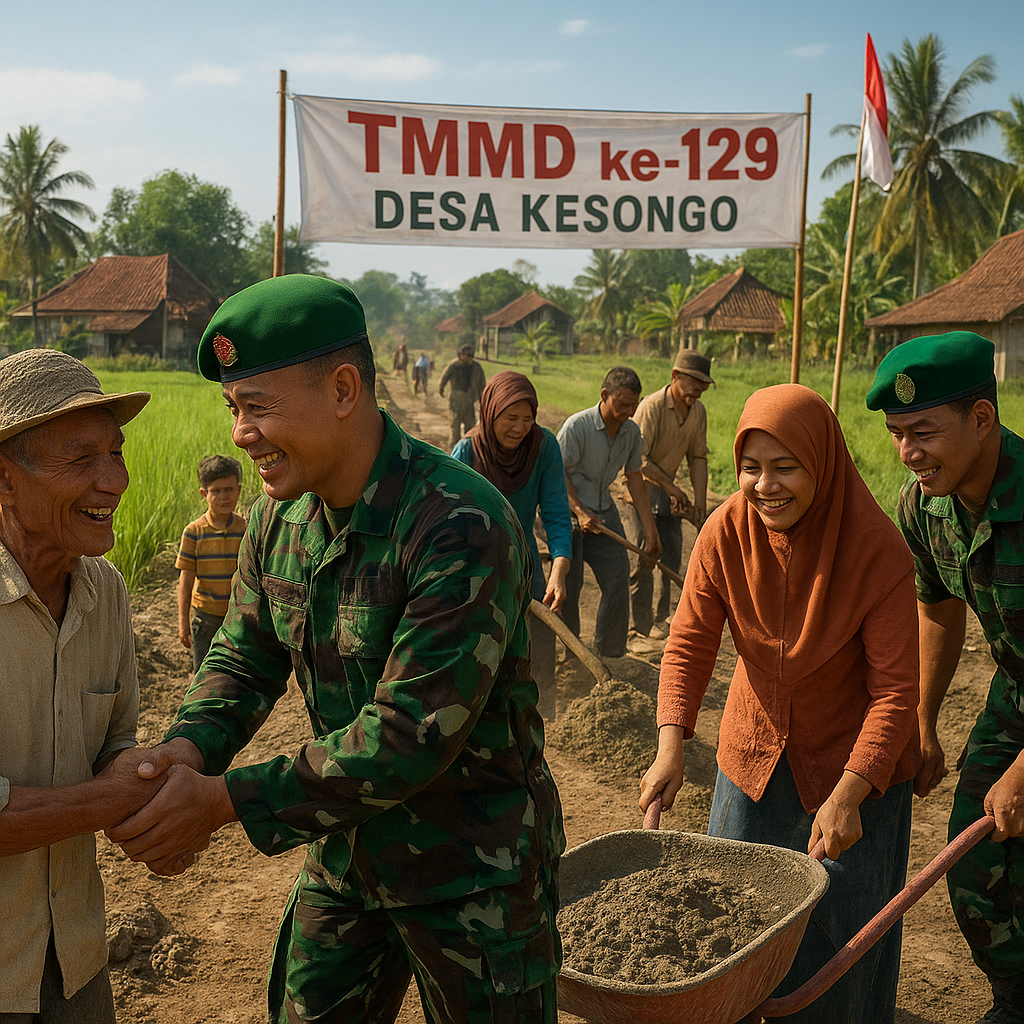 Semangat Gotong Royong Warnai TMMD ke-129 di Desa Kesongo, Bojonegoro