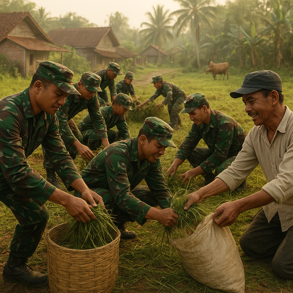 Tak Sekadar Bangun Jalan, Satgas TMMD 129 Turun ke Ladang Bantu Warga Cari Pakan Ternak di Purworejo
