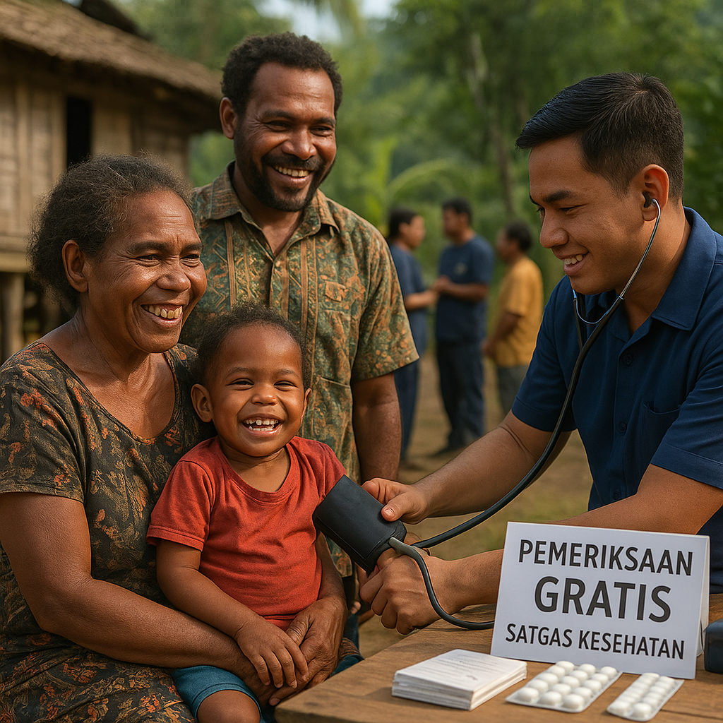 Keluarga Womburu Tersenyum, Tim Medis Satgas Sapa dengan Pemeriksaan Gratis