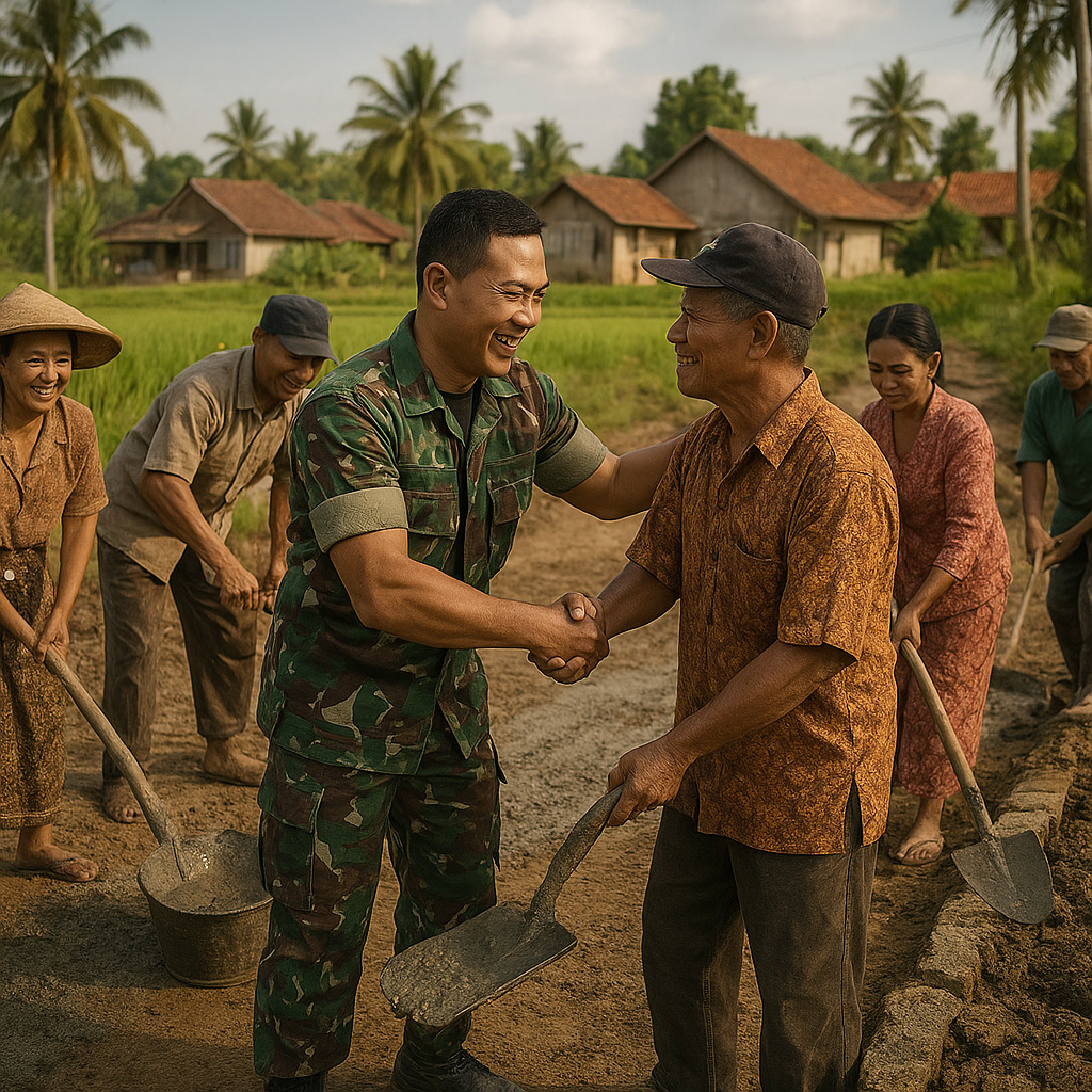 Keringat Membangun Desa, Prajurit dan Warga Lamongan Rajut Kembali Kekeluargaan