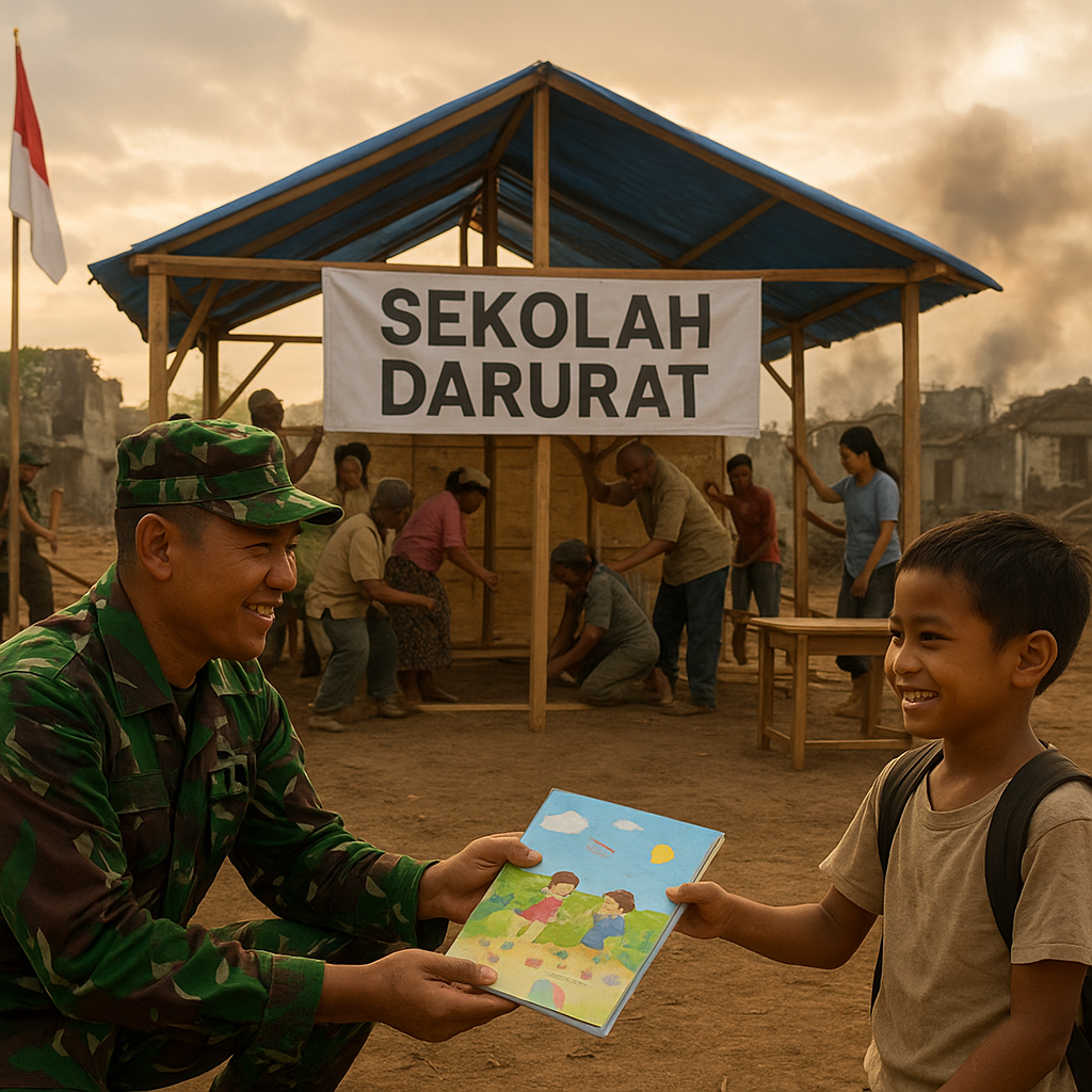 Cahaya dari Generasi Penerus: Program TNI Manunggal Membangun Sekolah Darurat di Daerah Konflik