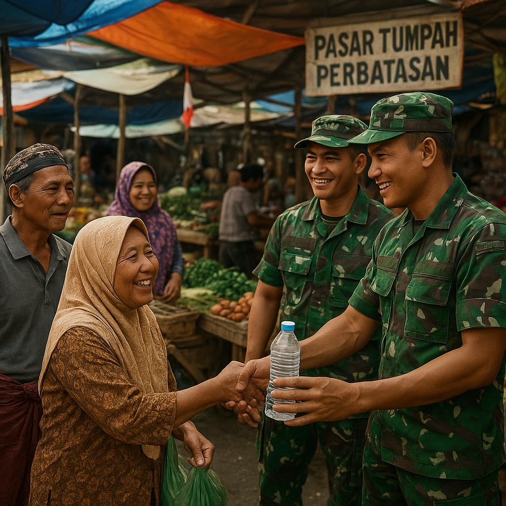 Pasar Tumpah yang Menghidupi: Kehadiran TNI Jaga Keamanan Pasar Rakyat di Perbatasan