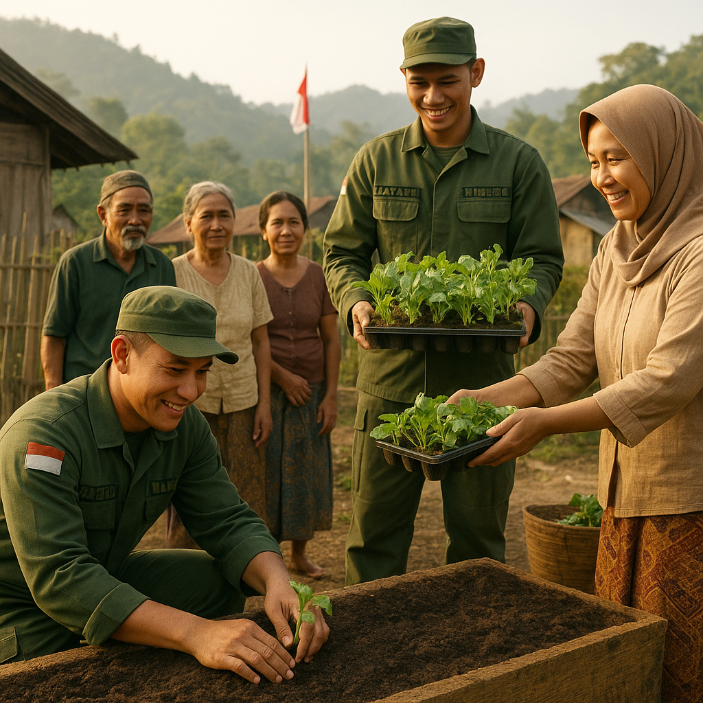 Satgas Pamtas Bagikan Bibit Sayuran dan Ajari Warga Perbatasan Bercocok Tanam