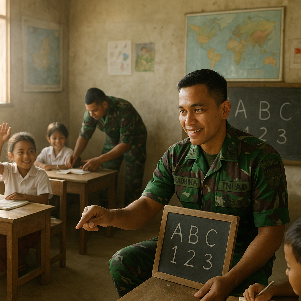 Prajurit TNI Jadi Guru Dadakan di SD Terpencil, Mengajar dengan Hati