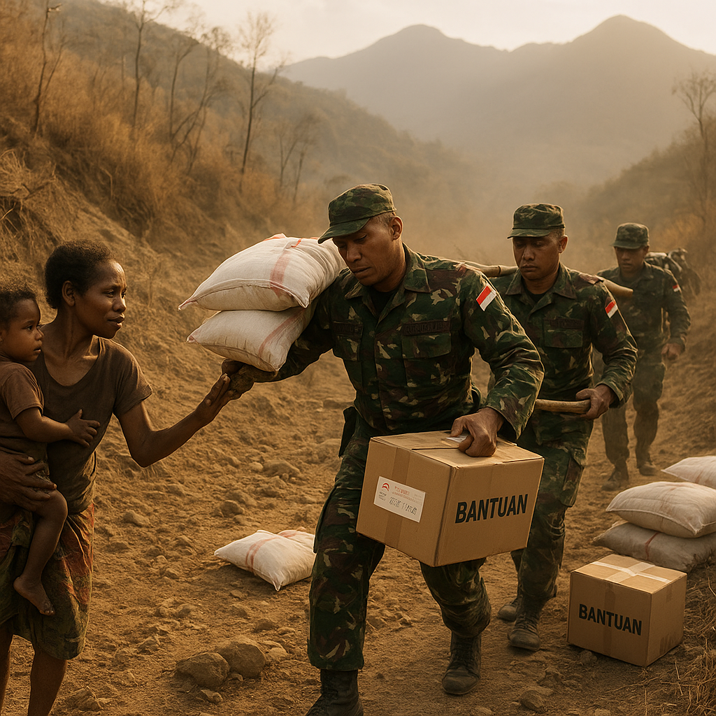 Dipikul Lewat Medan Berat, 2 Ton Bantuan TNI Sampai untuk Warga Puncak yang Dilanda Kekeringan
