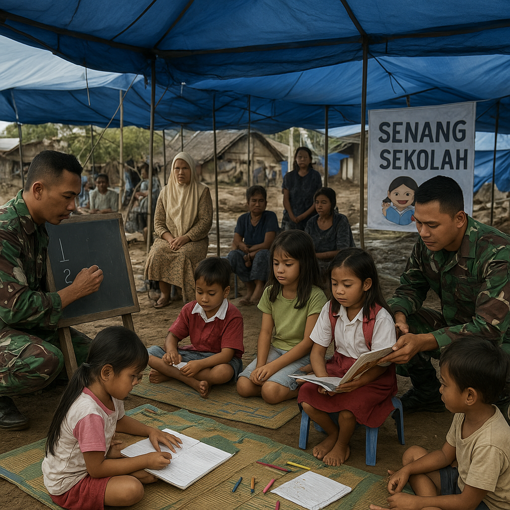Sekolah Darurat di Bawah Tenda: Prajurit Jadi Guru Sukarela