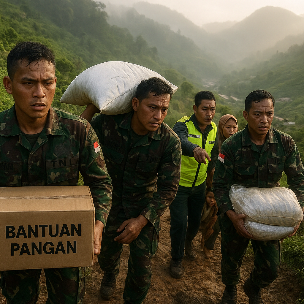 Demi Penuhi Kebutuhan Pokok, TNI Pikul Bantuan Lewat Jalur Pegunungan Puncak