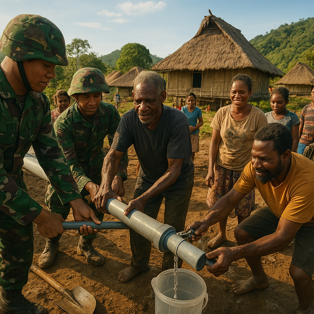 Aksi Prajurit TNI di Mami, Papua: Gotong Royong Bersama Warga Membangun Akses Air Bersih