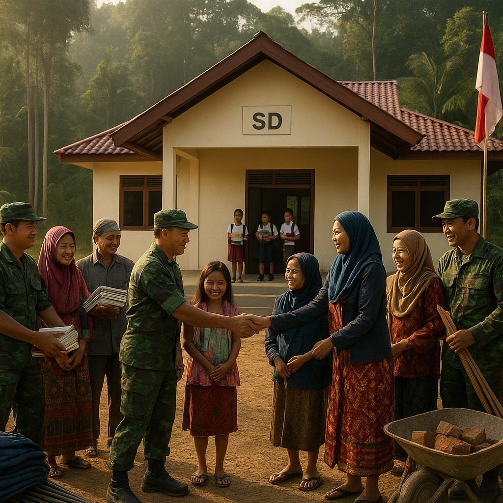 TNI Manunggal Membangun Sekolah di Ujung Kalimantan: Dari Tenda Menjadi Bangunan Kokoh