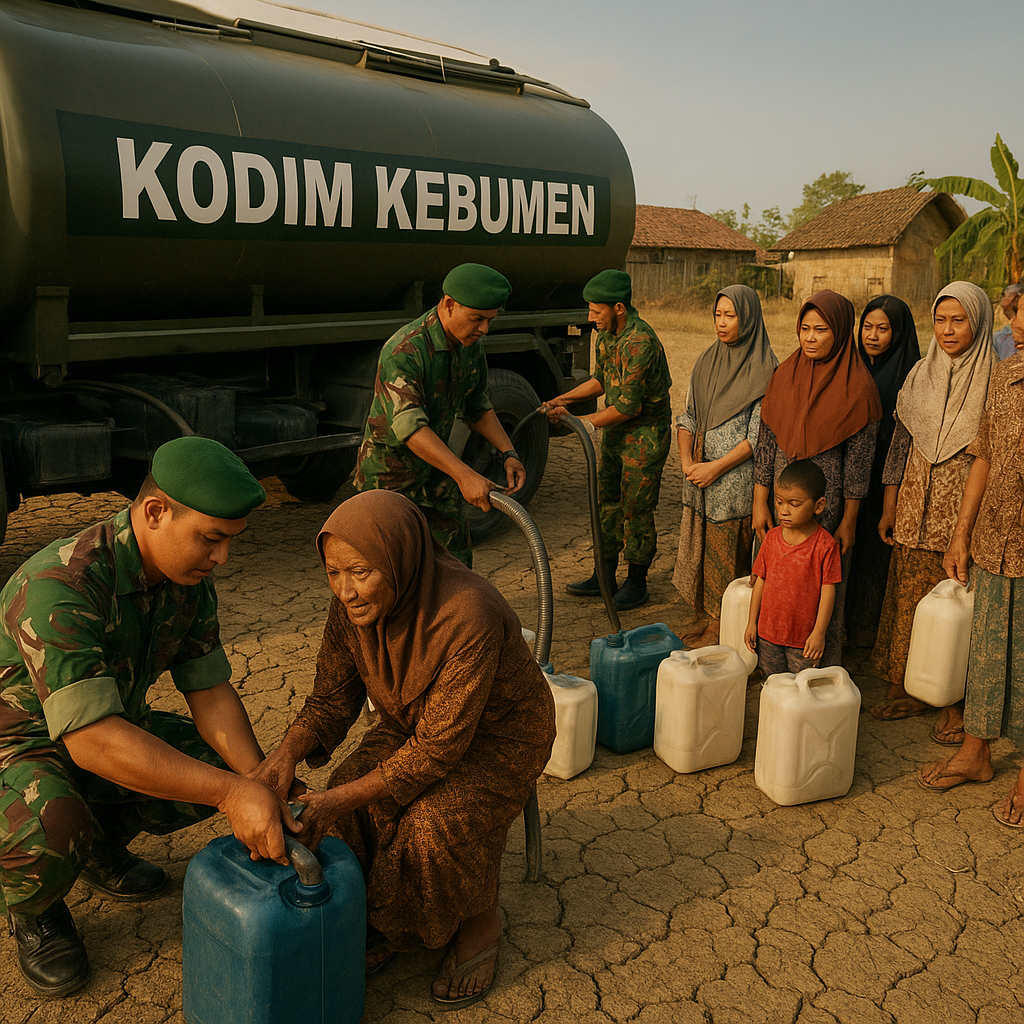 Kodim Kebumen Salurkan Air Bersih untuk Warga Terdampak Kemarau, 60 KK Kembali Bernapas Lega
