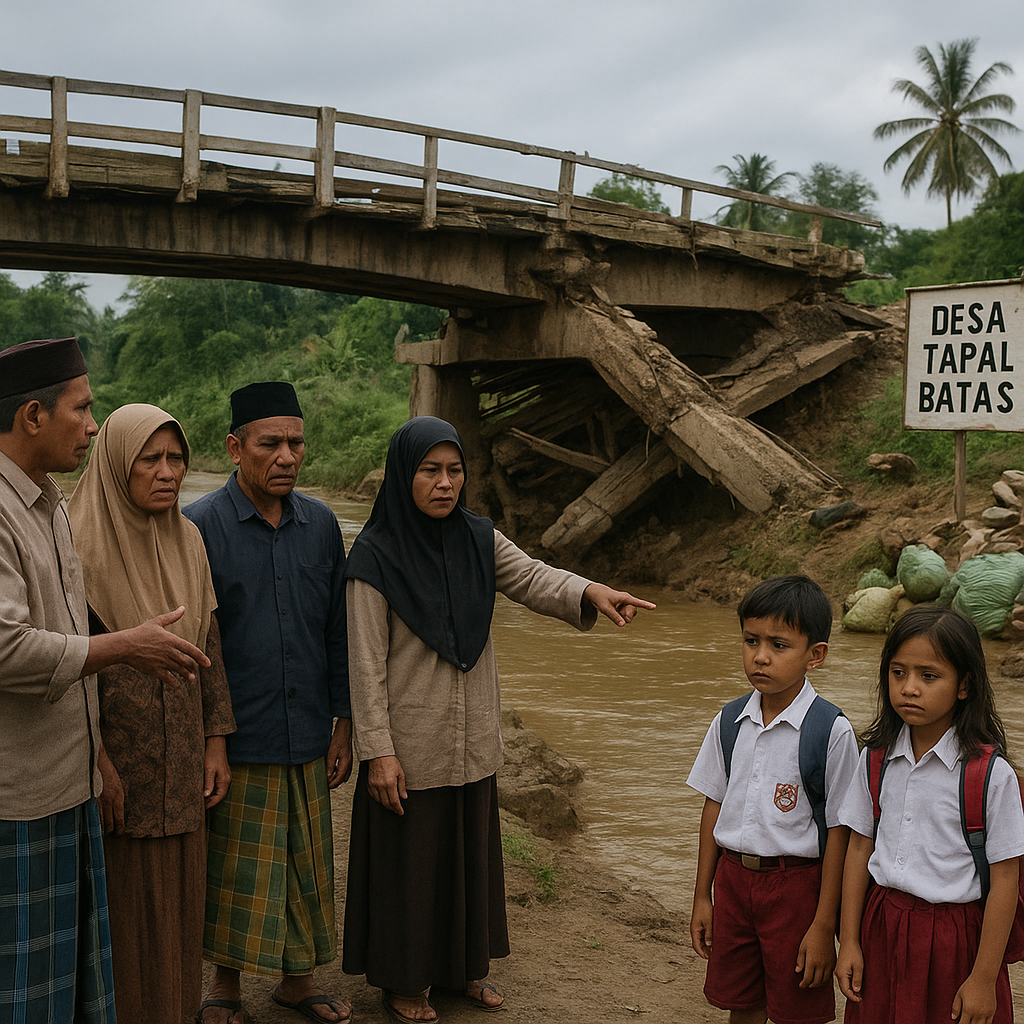 Warga Desa Tapal Batas di Aceh Utara Mengeluhkan Jembatan Penghubung yang Ambruk