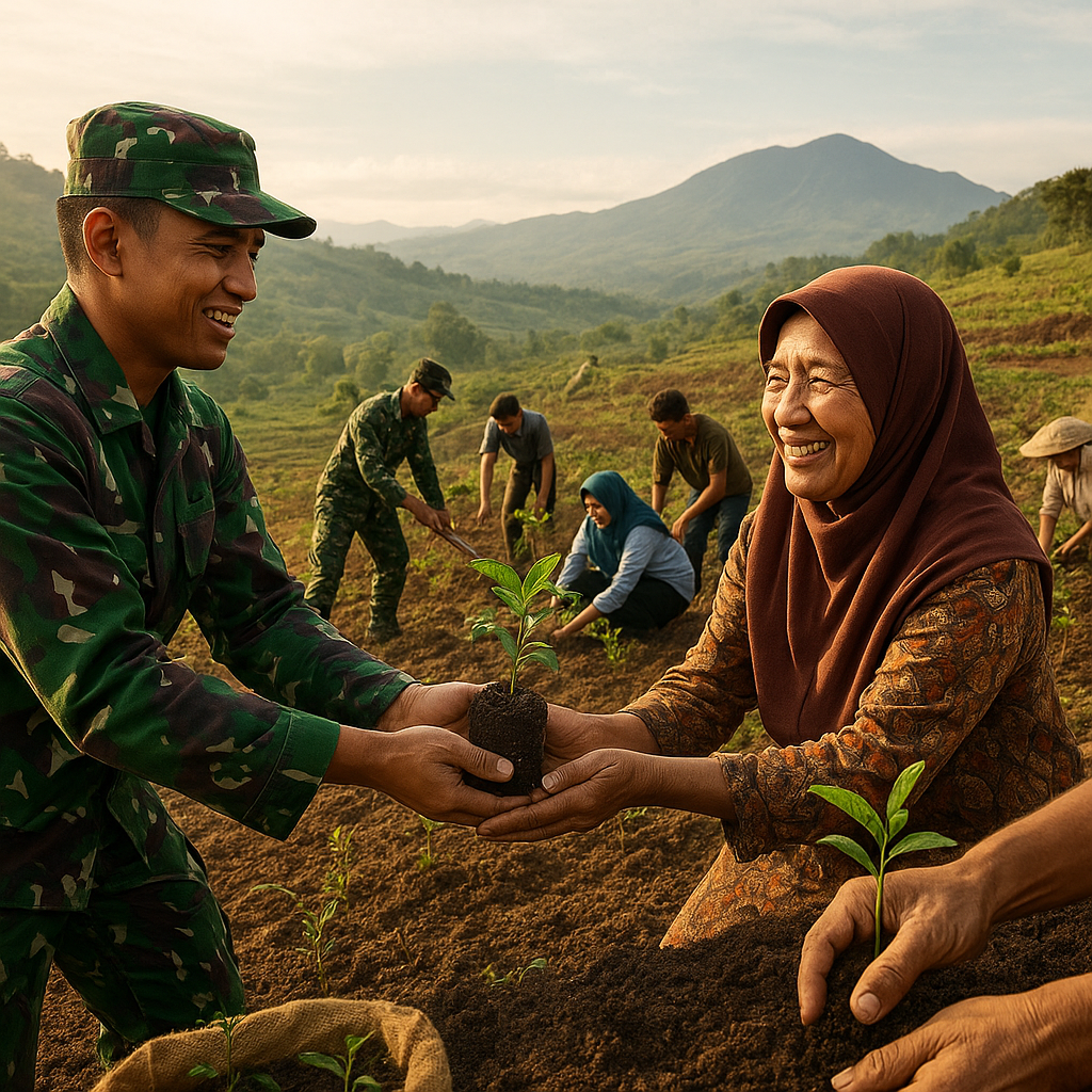 Menghijaukan Lahan Kritis: Prajurit dan Warga Garut Tanam Ribuan Pohon Kopi