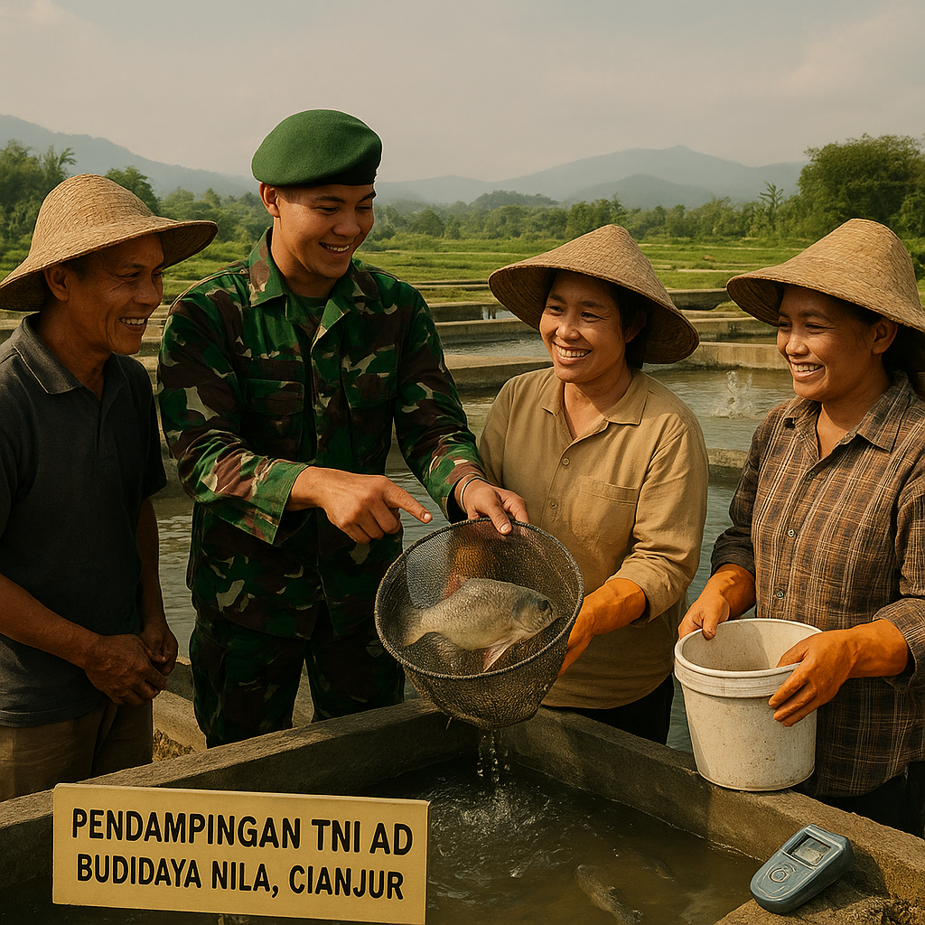 From Barracks to Fish Ponds: TNI AD Assists Cianjur Farmers with Tilapia Cultivation