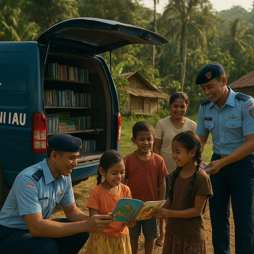 Mobil Pintar TNI AU Bawa Buku ke Anak-anak Pedalaman Halmahera